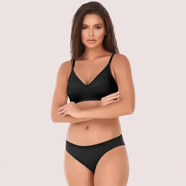 Timeless Black Cotton Bra Set