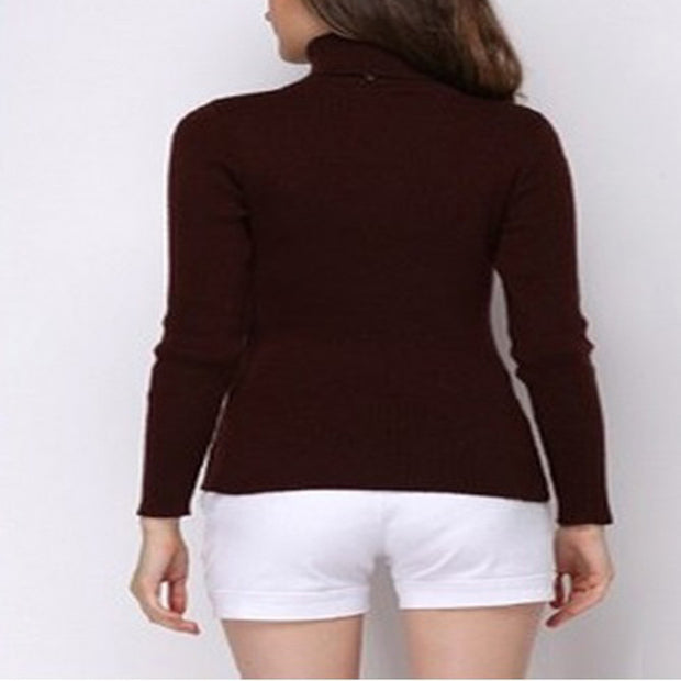 Women’s Coffee Color Knit Sweater Bottoming Shirt