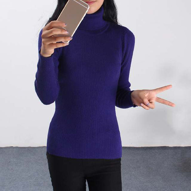 Women’s Hot Ink Blue Turtle Neck Sweater