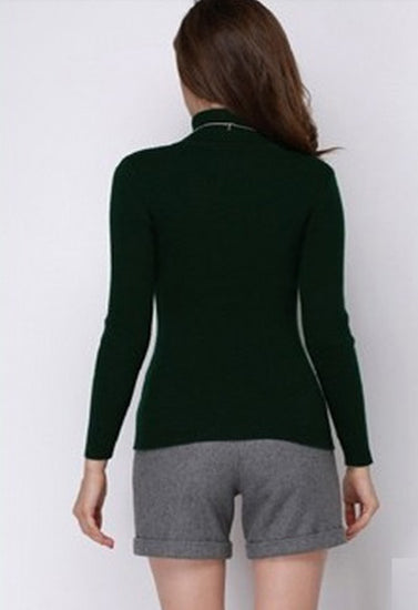 Women’s Winter TurtleNecked Cashmere Dark Green Sweater