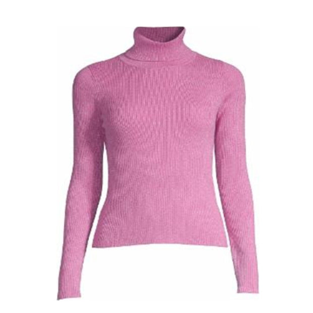 Women's Smooth Cashmere Pink Turtle Neck Sweater