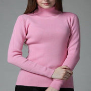 Women's Smooth Cashmere Pink Turtle Neck Sweater